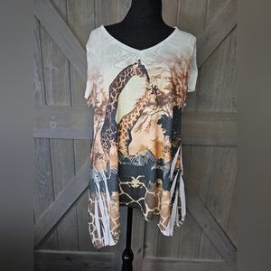 Vintage Big Bang Giraffe Blouse sz 2X